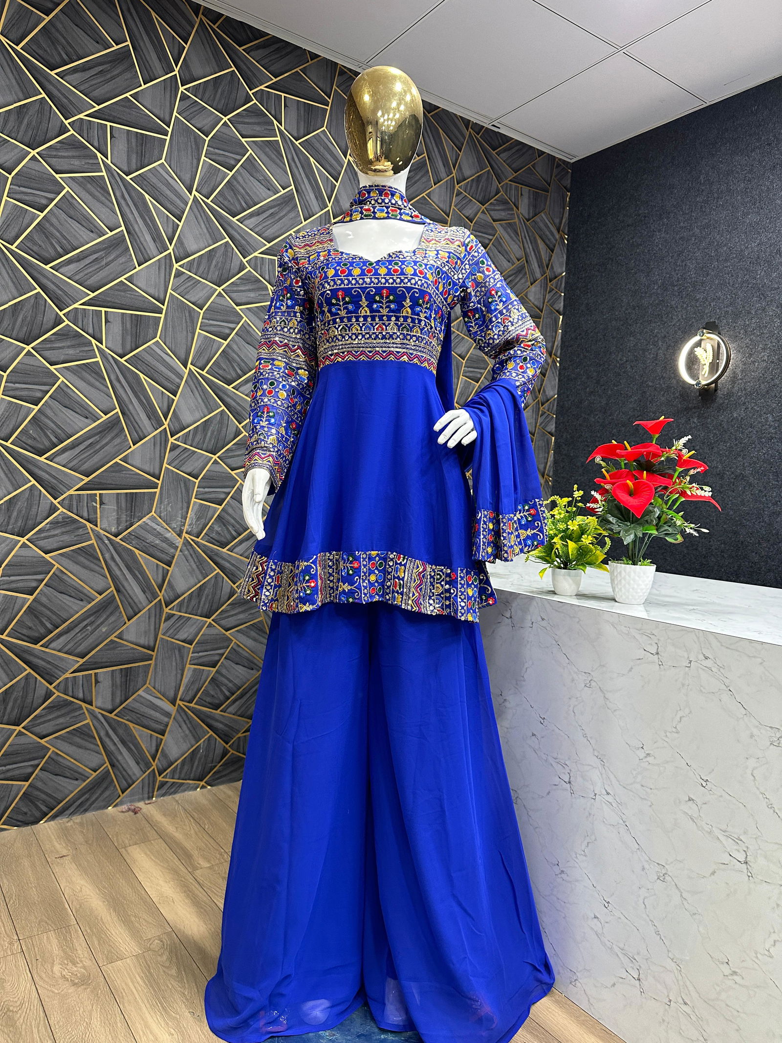 Pc 349 Faux Georgette Sharara Readymade Suits Wholesale Price In Surat
